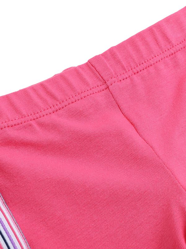 Girls White & Pink T-Shirt with Short Pants image number 5